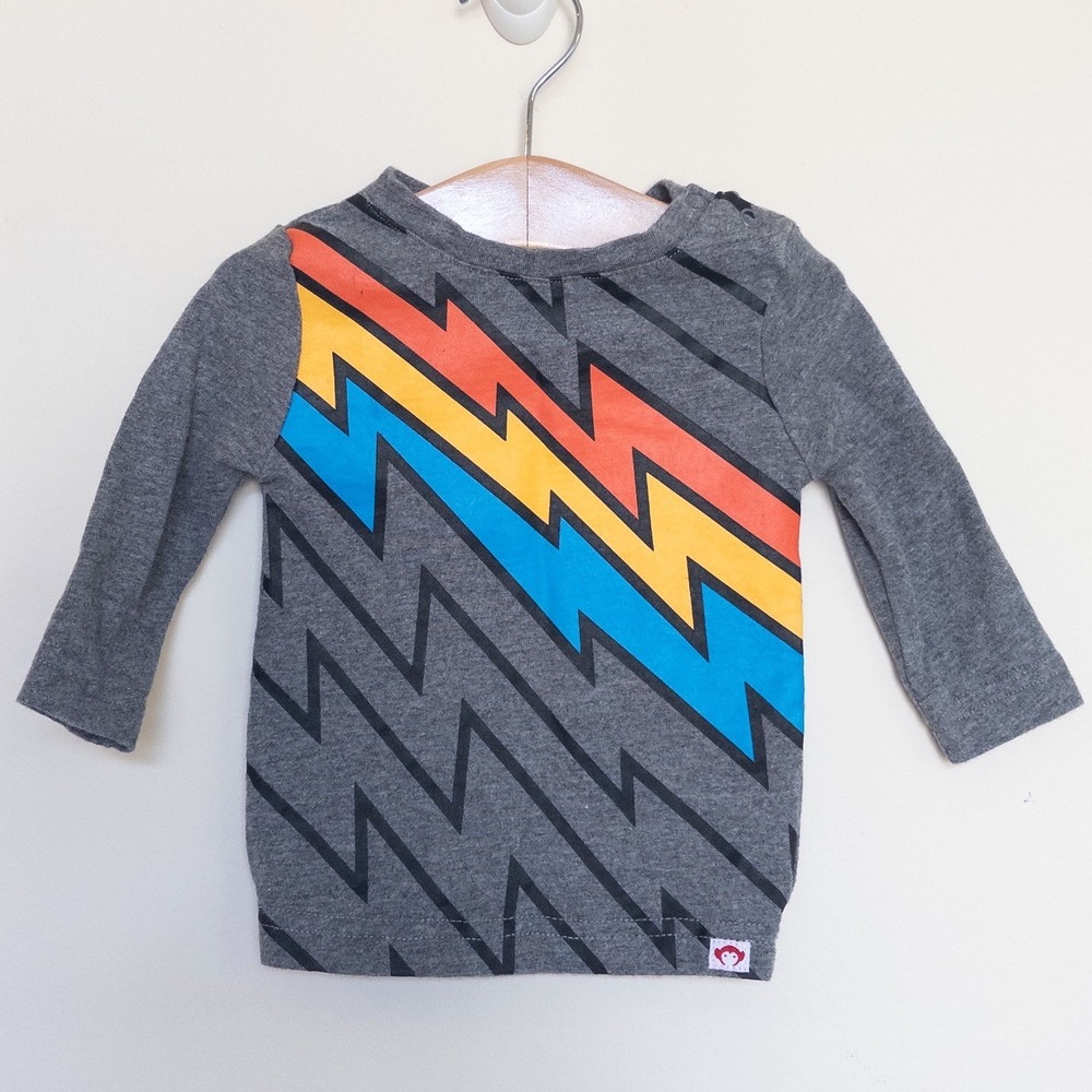 Appaman Lightning Bolt T-Shirt Gray Graphic Long Sleeve Baby 6-12 Months